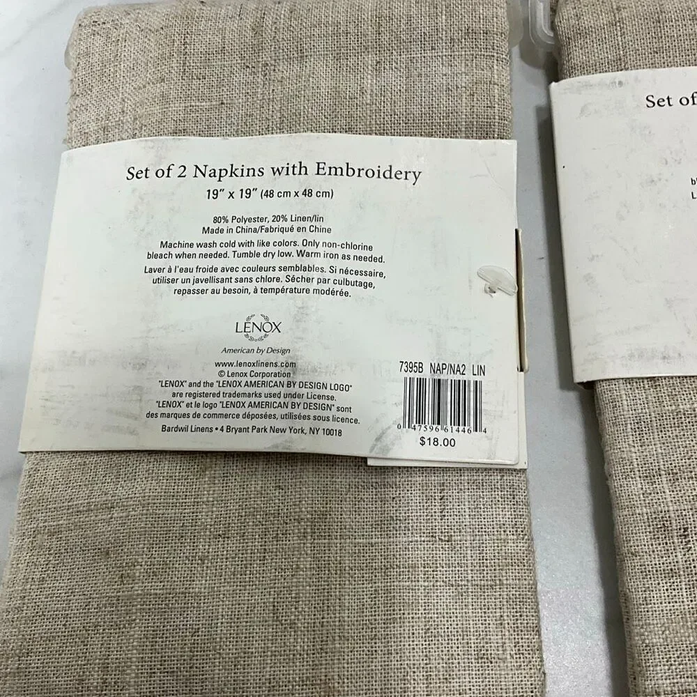 LENOX Embroidered Linen Blend Napkins